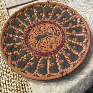Bonis Pottery Original Hand Made Rhodes Greece Pottery Plate for Display in EUC